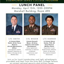 Army War College Fellows Lunch Panel, Event Flyer, Monday April 15th, 12-2PM, Marshall building Room 490