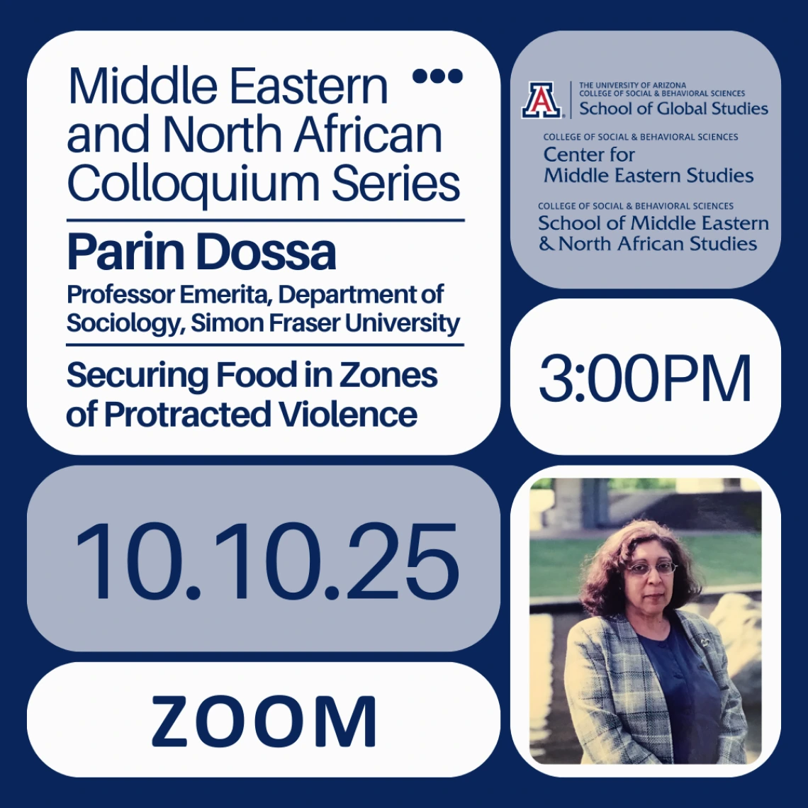 MENAS Colloquium Series Flyer: Parin Dossa